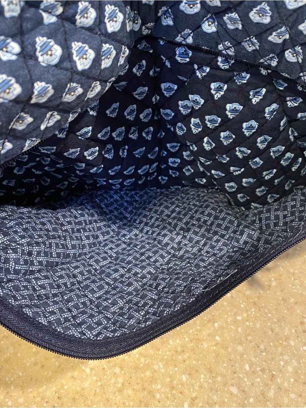 Vera Bradley Quilted Navy Blue Paisley Laptop Messenger Bag